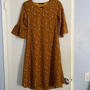 Mikarose XS Mustard Floral Midi Dress
